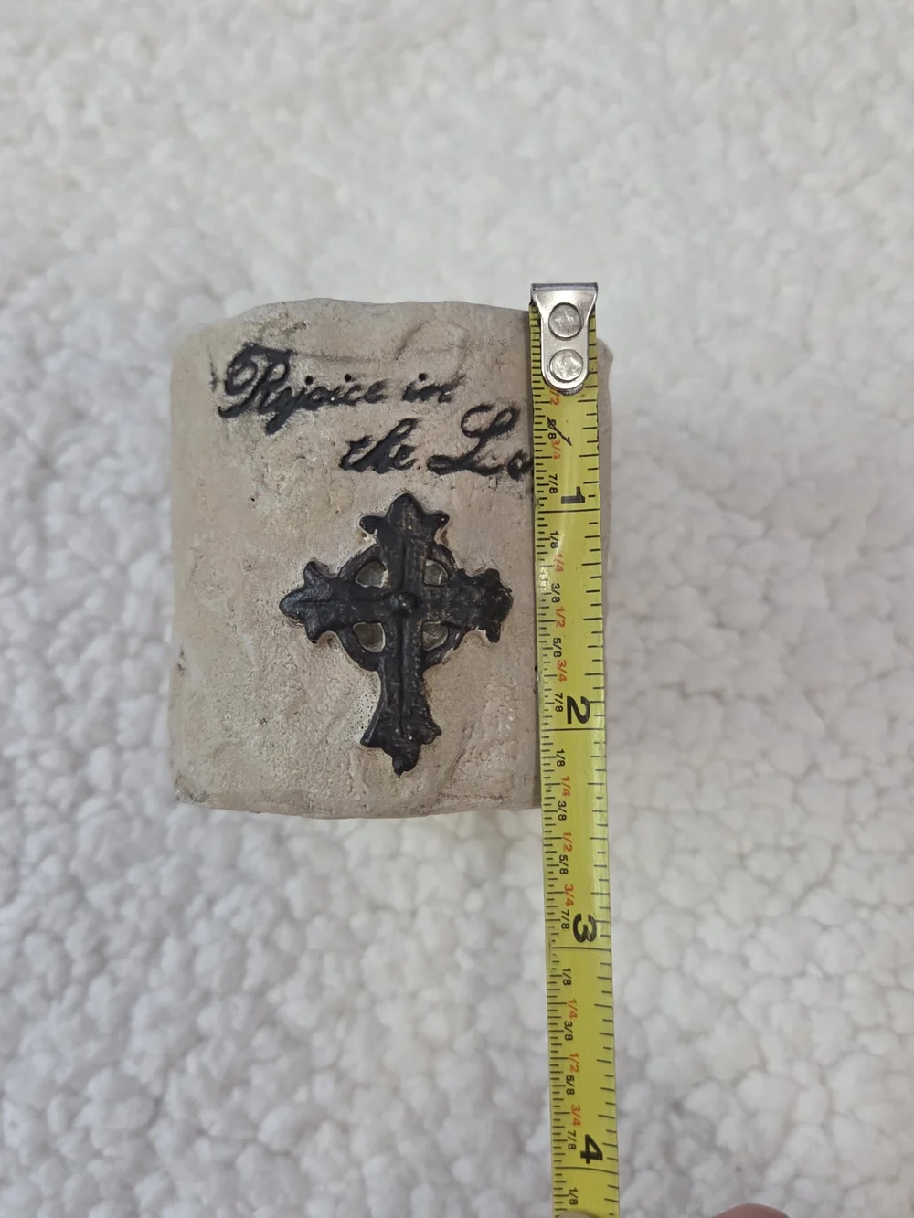 Religious Cross Candle Decor Beige Rejoice In The Lord